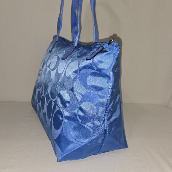 COACH Getaway Large Packable Blue Travel Weekender Tote With Zip Cosmetic Bag - Picture 12 of 15